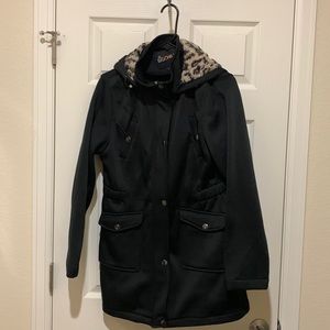 Like new! Black hooded coat. Size L.